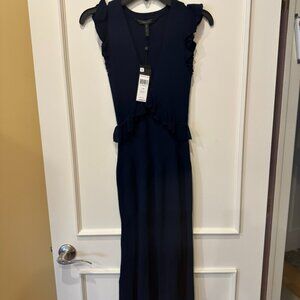 BCBG navy ruffled NTW knit dress